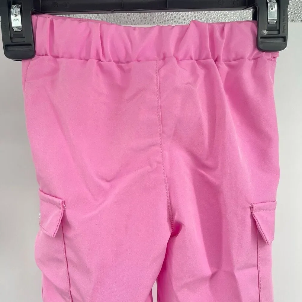 Little Lass 18M Pink Embroidered Smocked Top Cargo Pants Outfit Set Boho - Picture 9 of 13